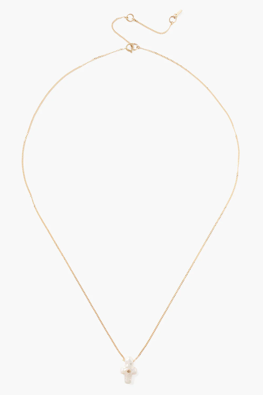 14k Gold & Pearl Playa Cross Necklace - Image 2