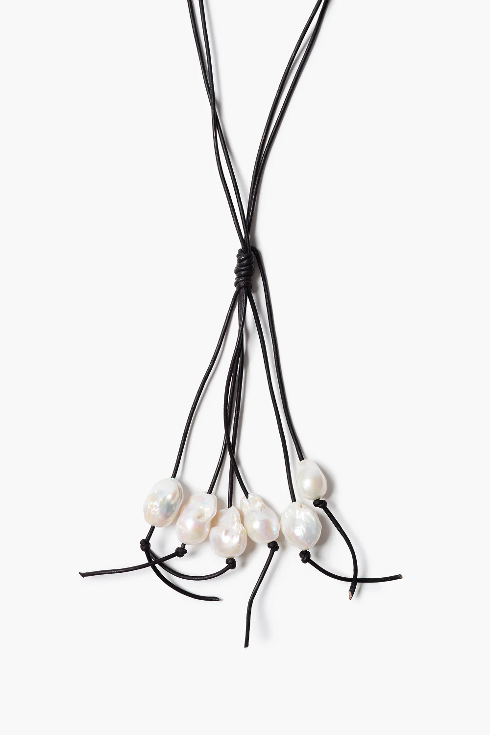Baroque Pearl Tassel Necklace Black - Image 2