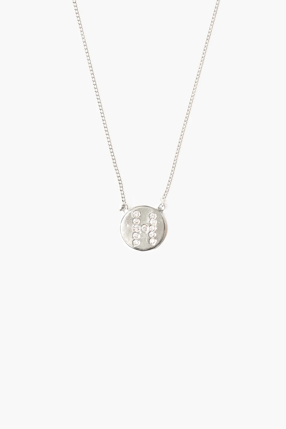 Diamond Initial Coin Necklace Silver - Image 11