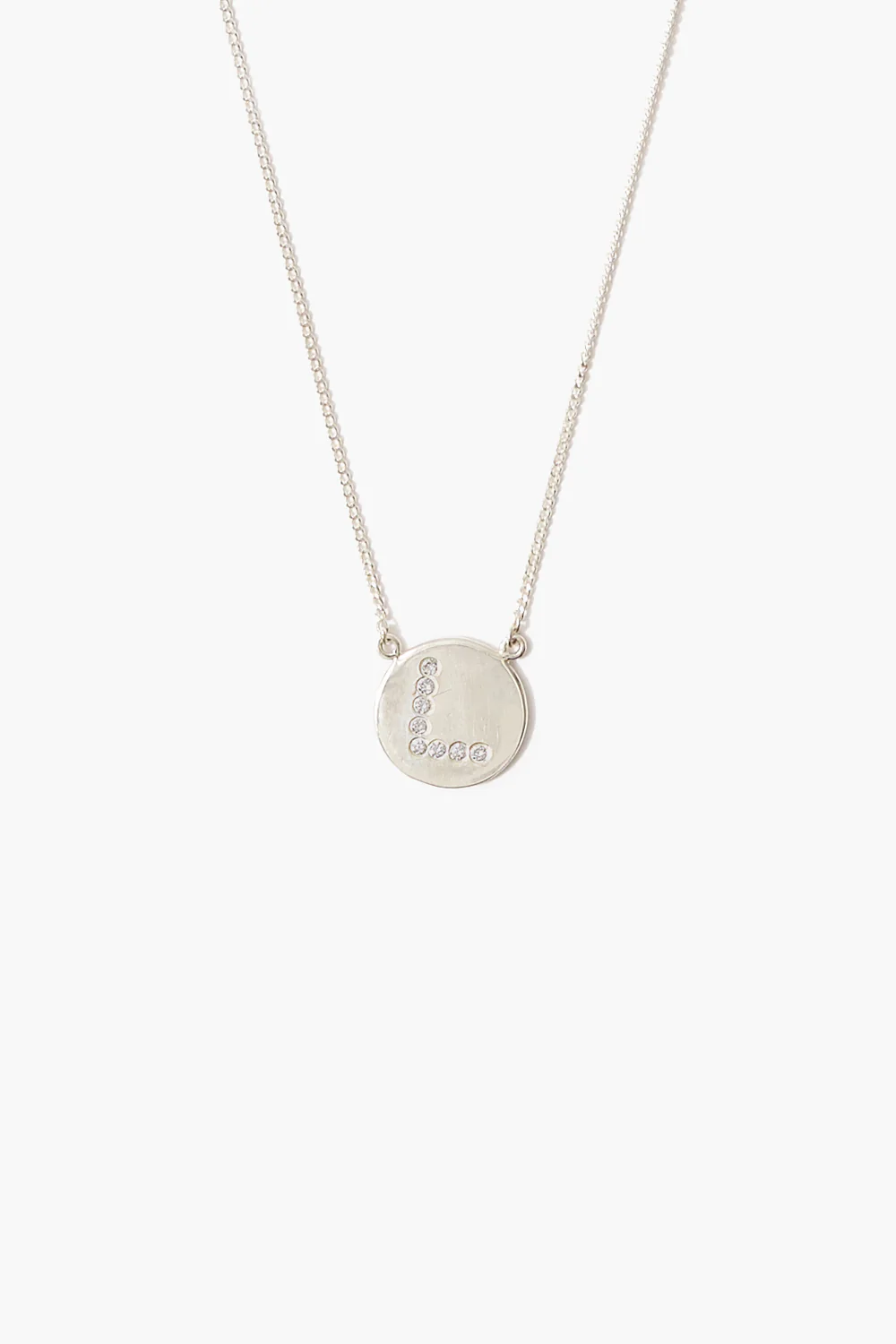 Diamond Initial Coin Necklace Silver - Image 15