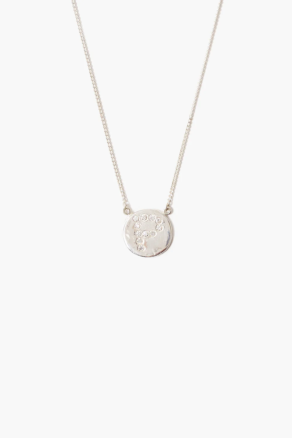 Diamond Initial Coin Necklace Silver - Image 19