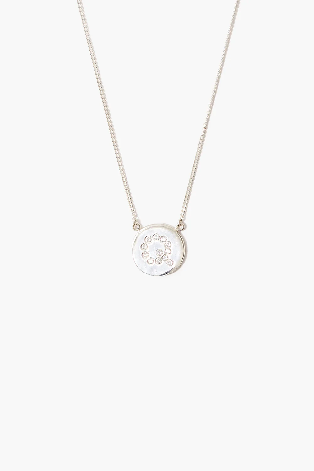 Diamond Initial Coin Necklace Silver - Image 20