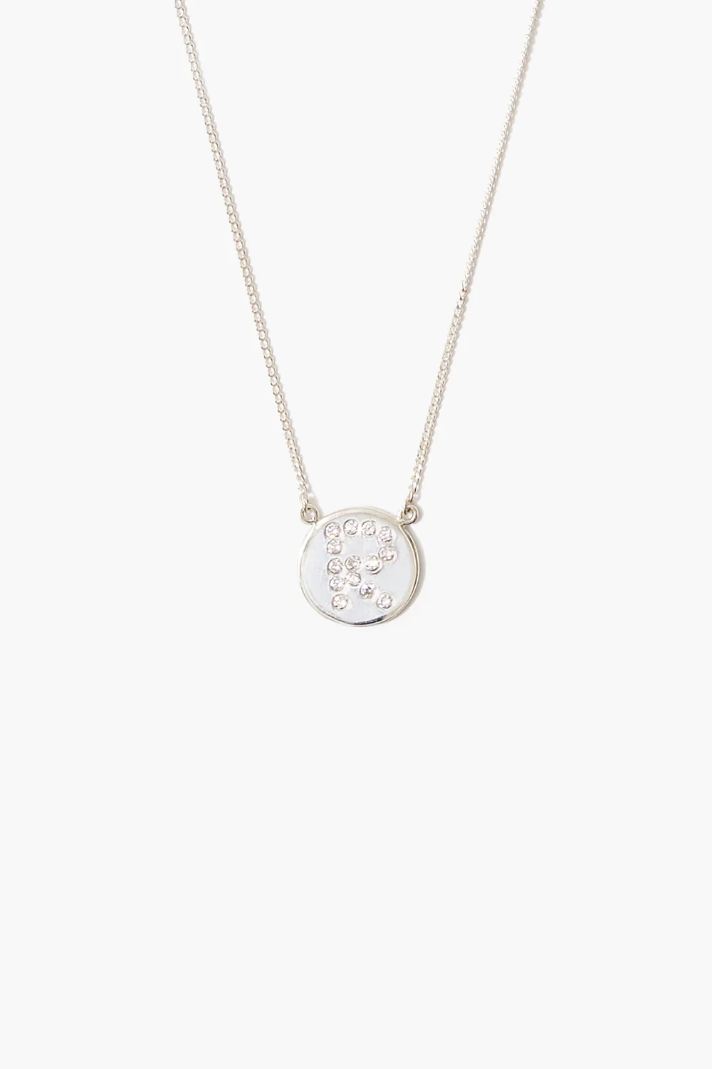 Diamond Initial Coin Necklace Silver - Image 21