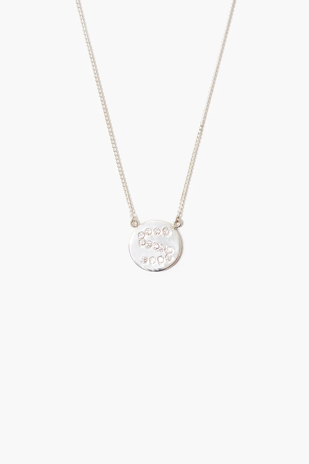 Diamond Initial Coin Necklace Silver - Image 22