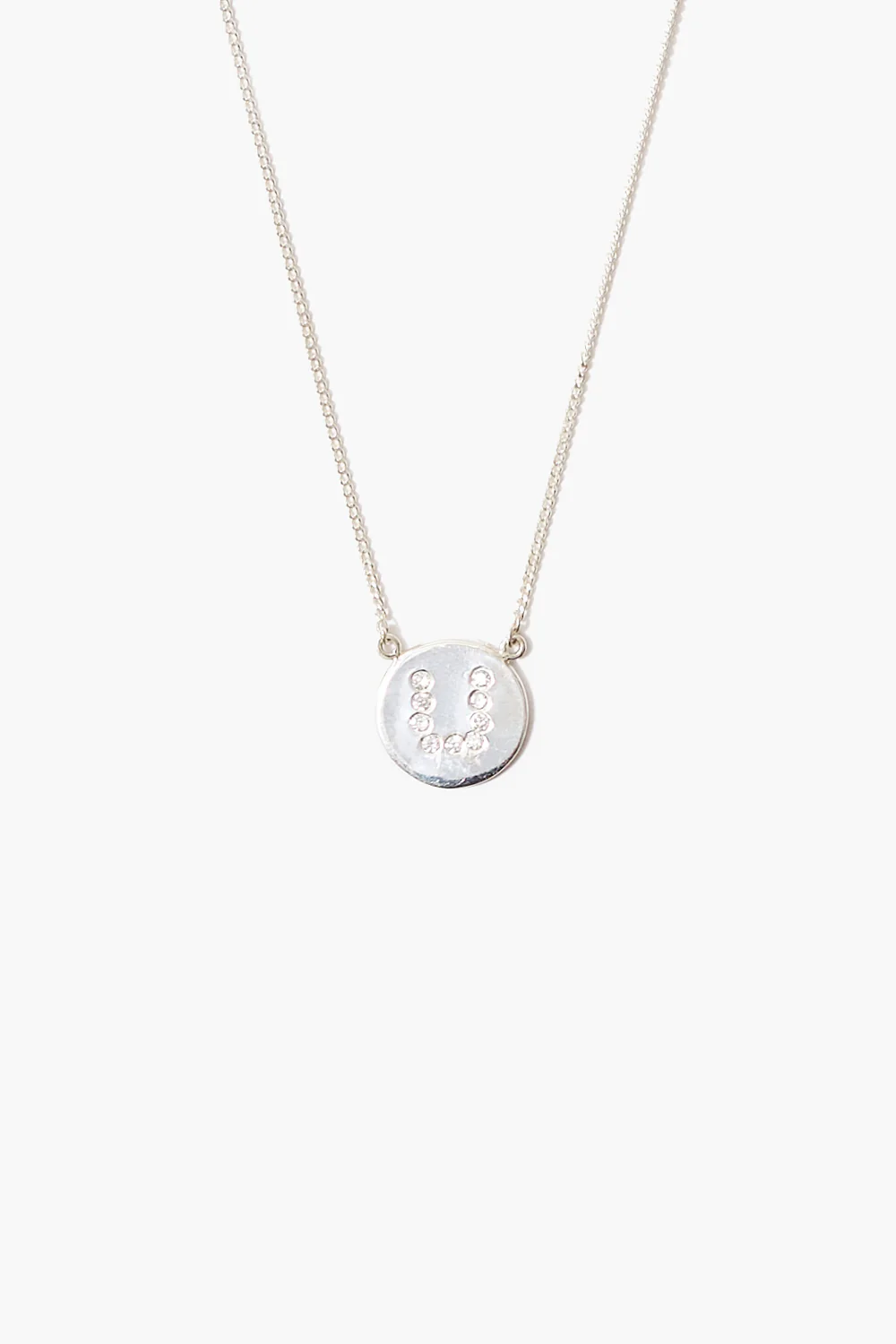 Diamond Initial Coin Necklace Silver - Image 24