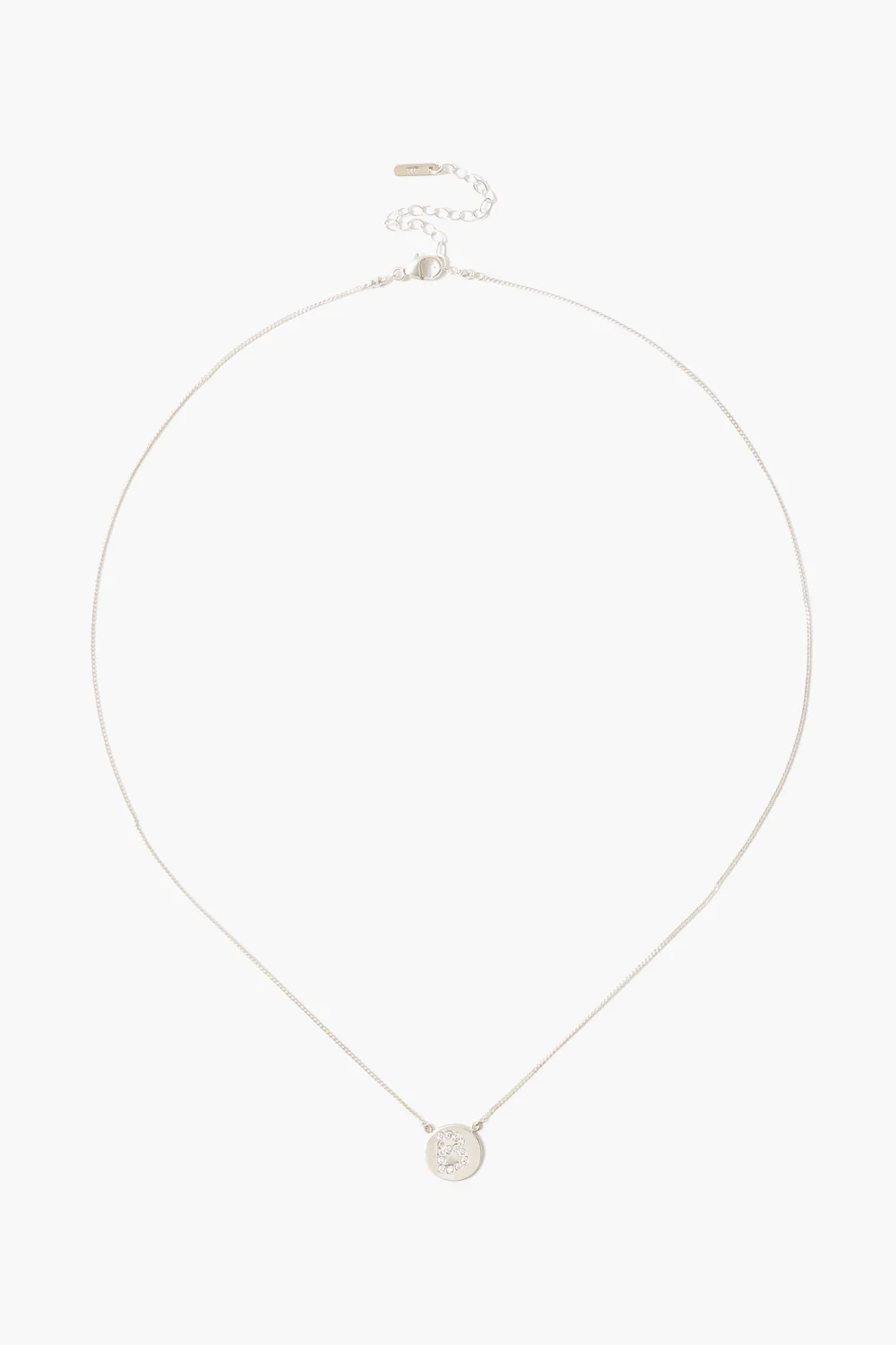 Diamond Initial Coin Necklace Silver - Image 4
