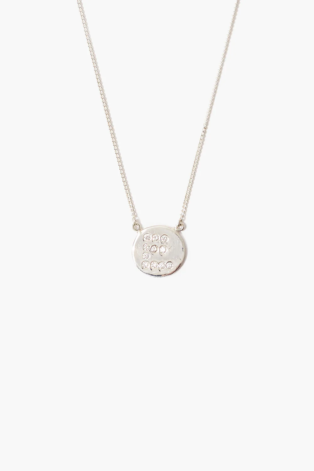Diamond Initial Coin Necklace Silver - Image 8