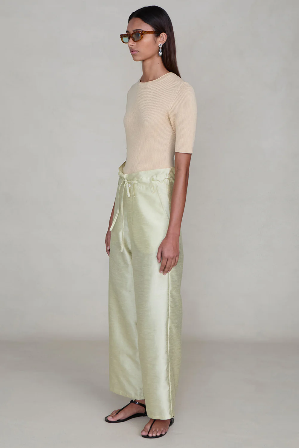 Dupioni Straight Leg Pant Translucent Green - Image 2