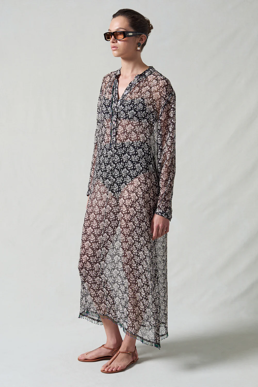 Eloise Beaded Silk Dress Black - Image 2
