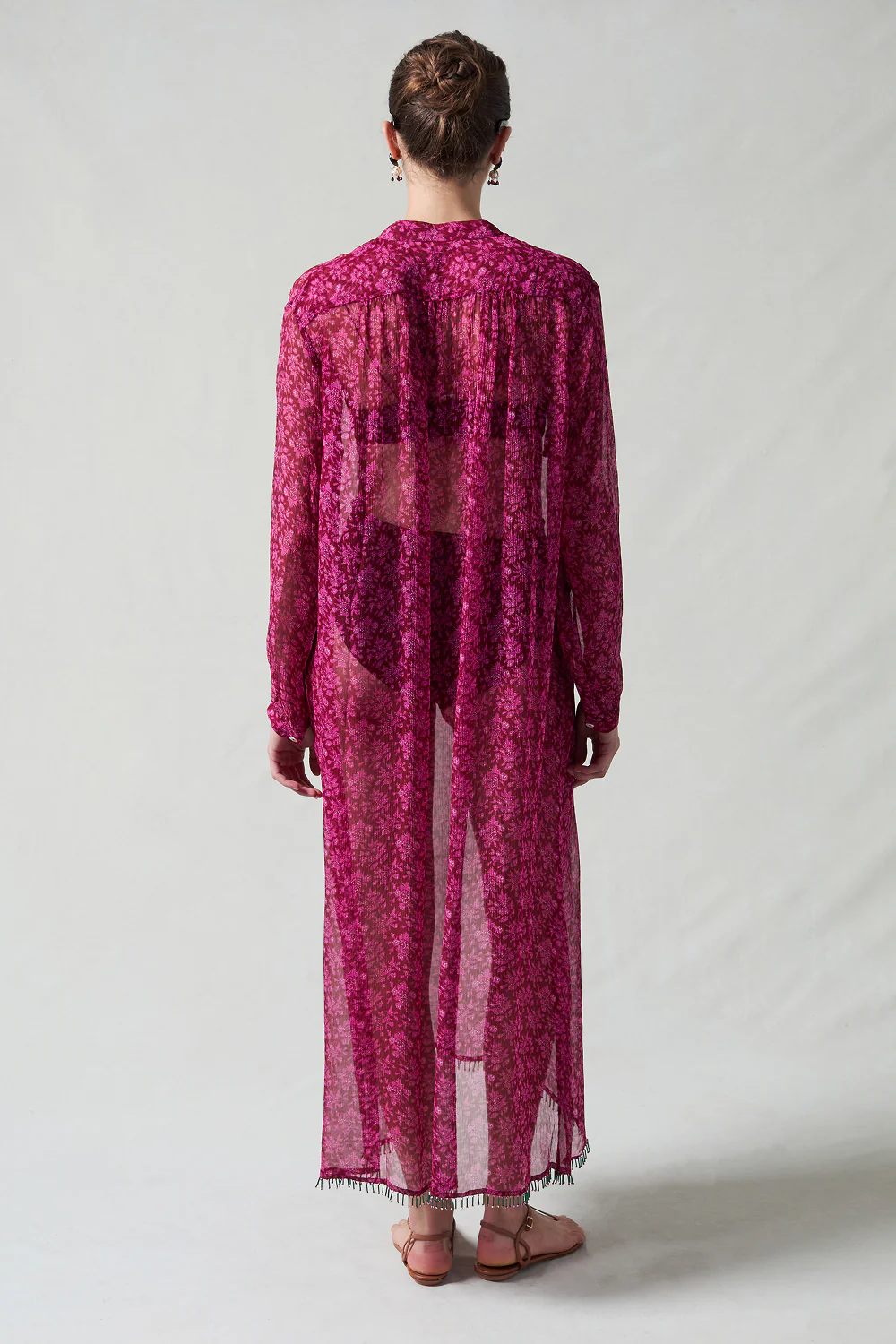 Eloise Beaded Silk Dress Pink - Image 4