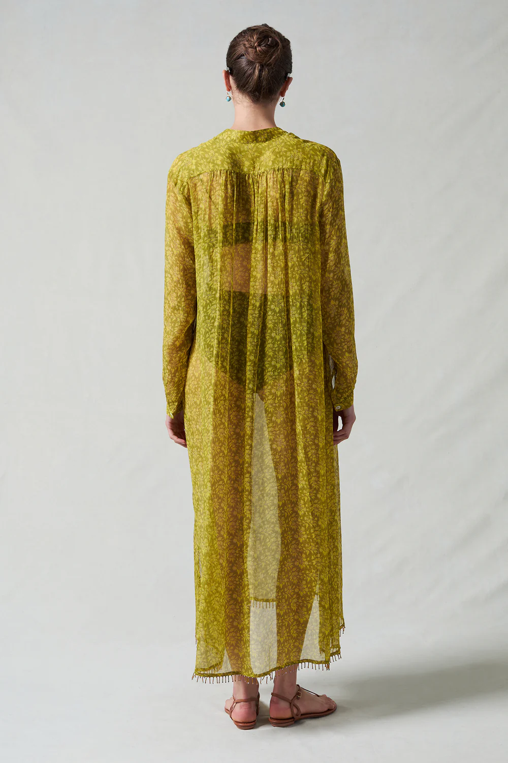 Eloise Beaded Silk Dress Yellow - Image 4