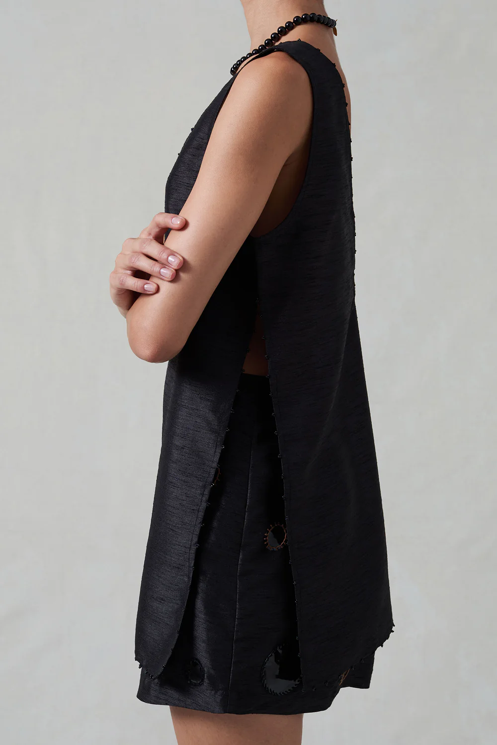 Exaggerated Dupioni Tank Black - Image 3