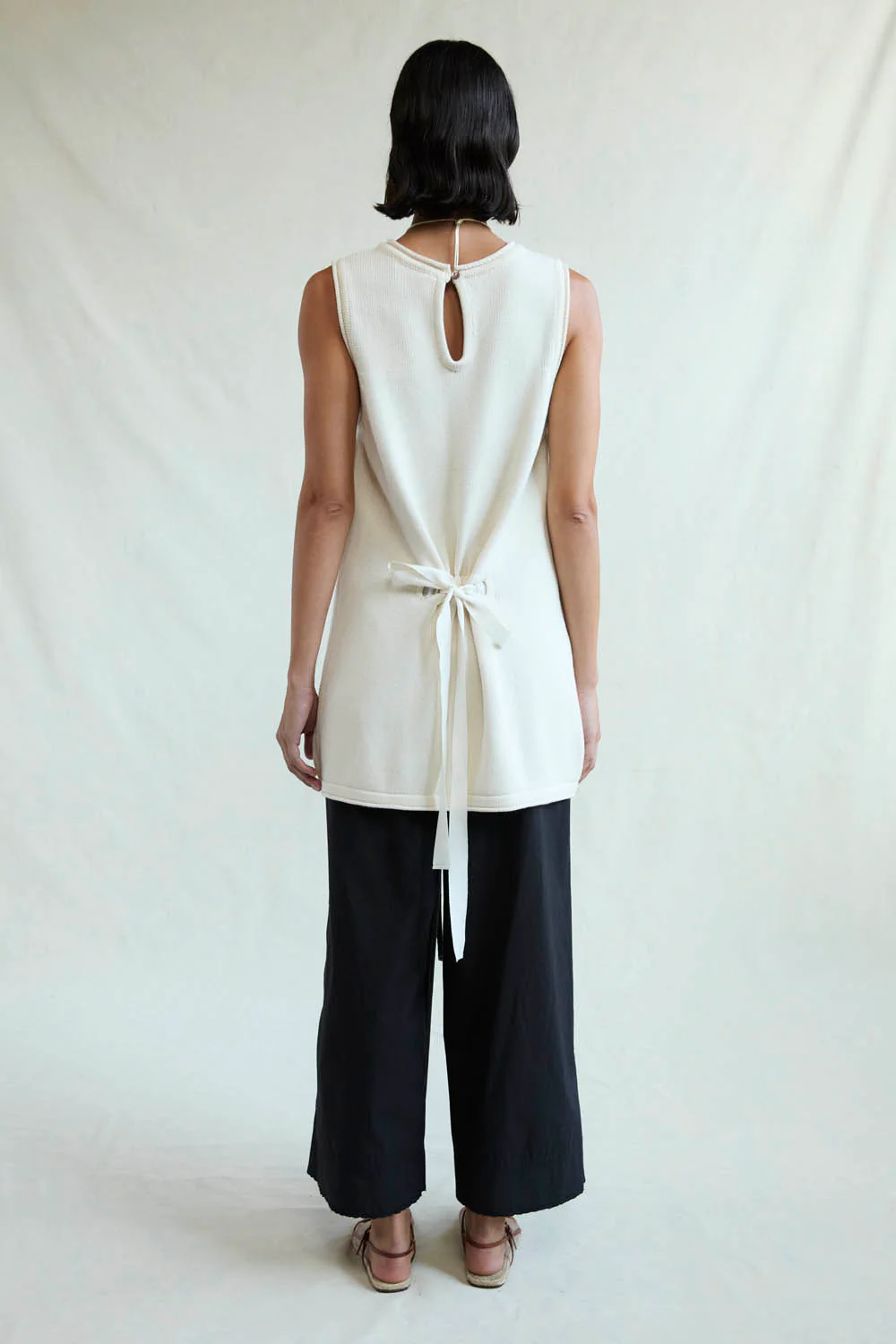 Exaggerated Knit Tank Eggshell - Image 3
