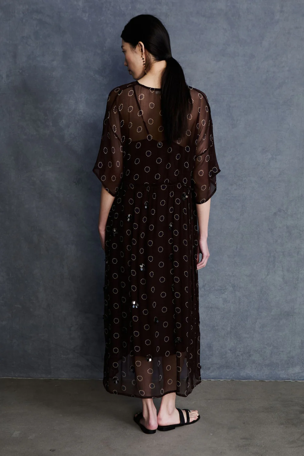 Olivia Silk Chiffon Dress Chocolate - Image 3