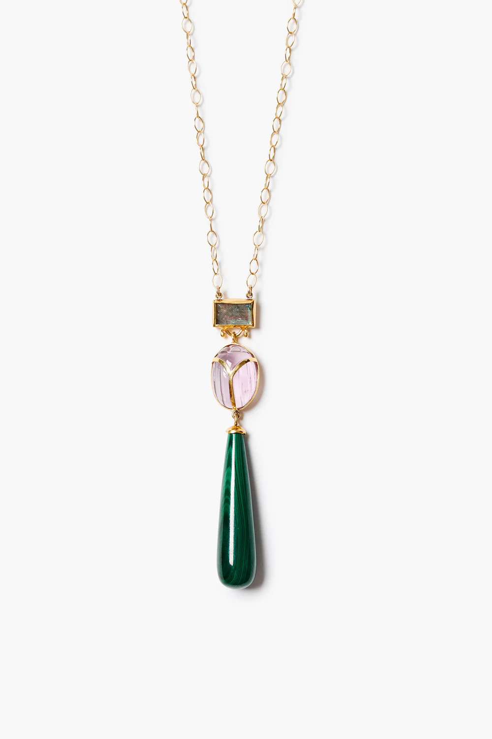 Scarab Drop Necklace Multi