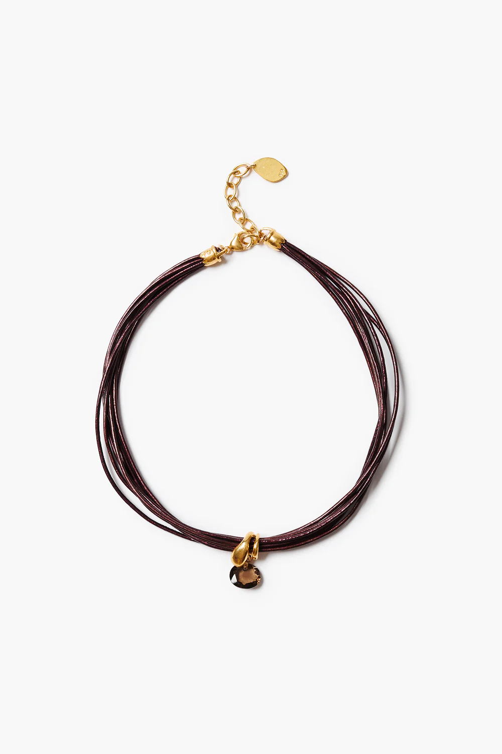 Serpentine Cord Necklace Smoky Quartz