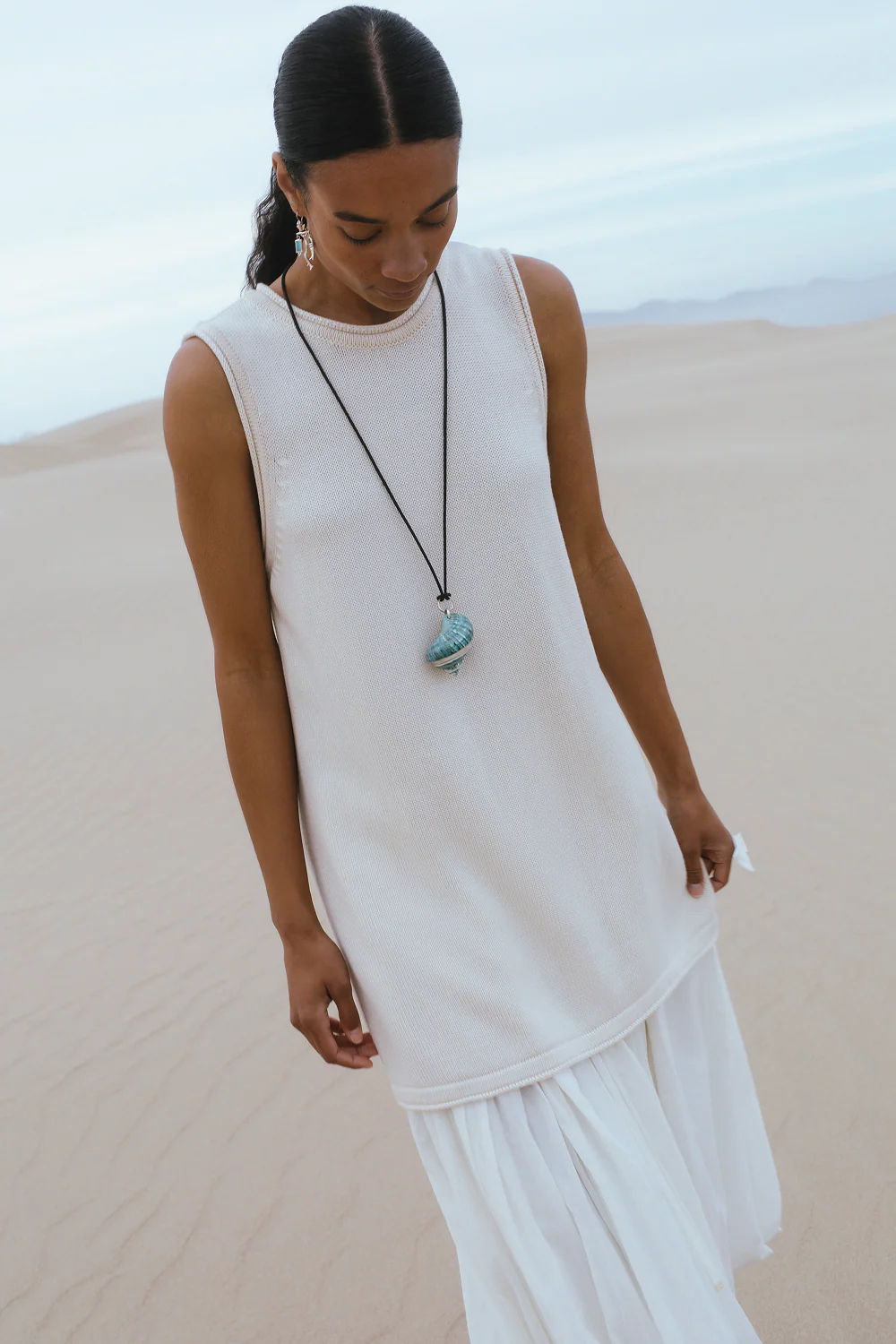 Exaggerated Knit Tank Eggshell - Image 4