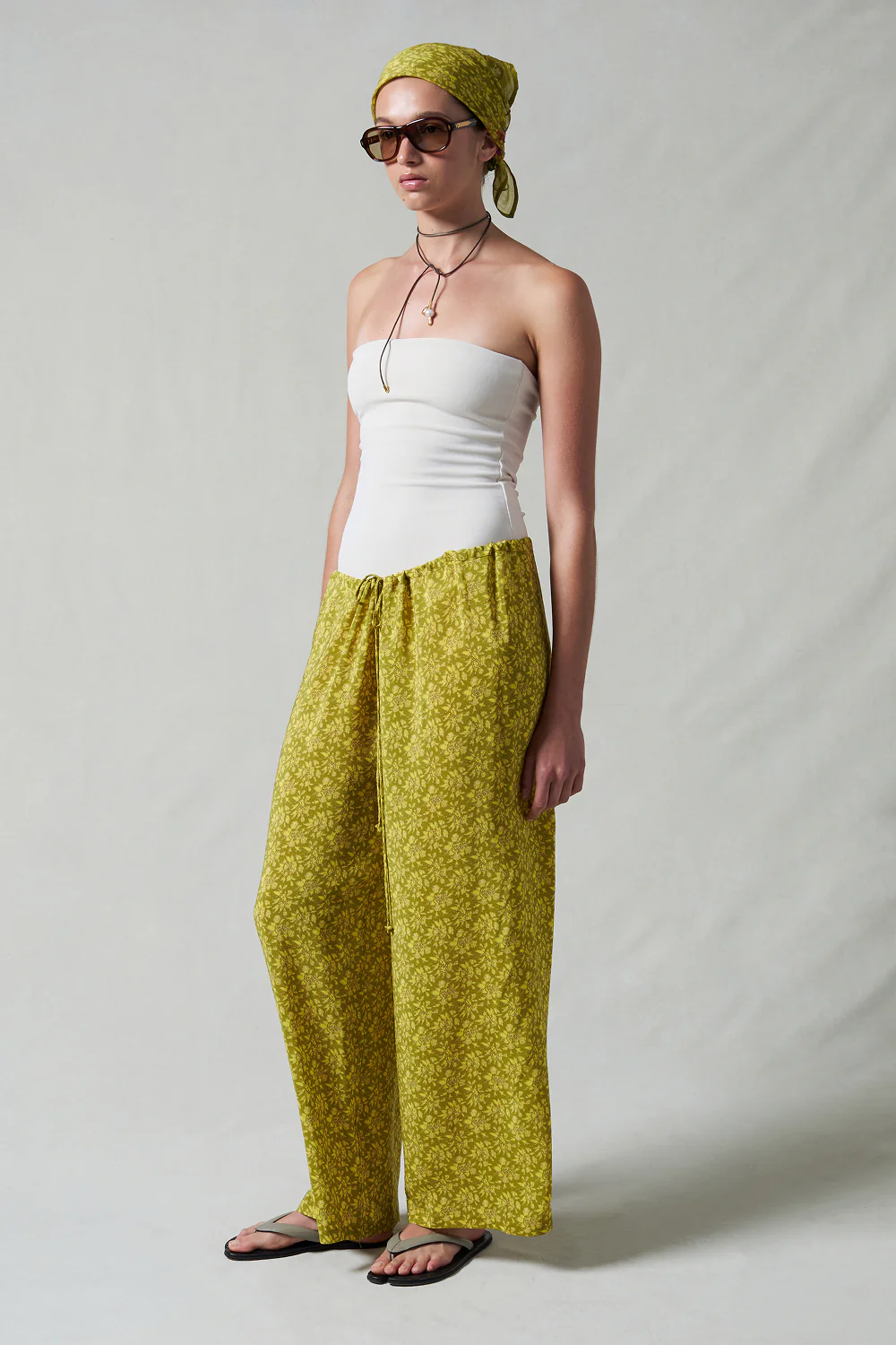 Soleil Silk Drawstring Pant Mustard - Image 2