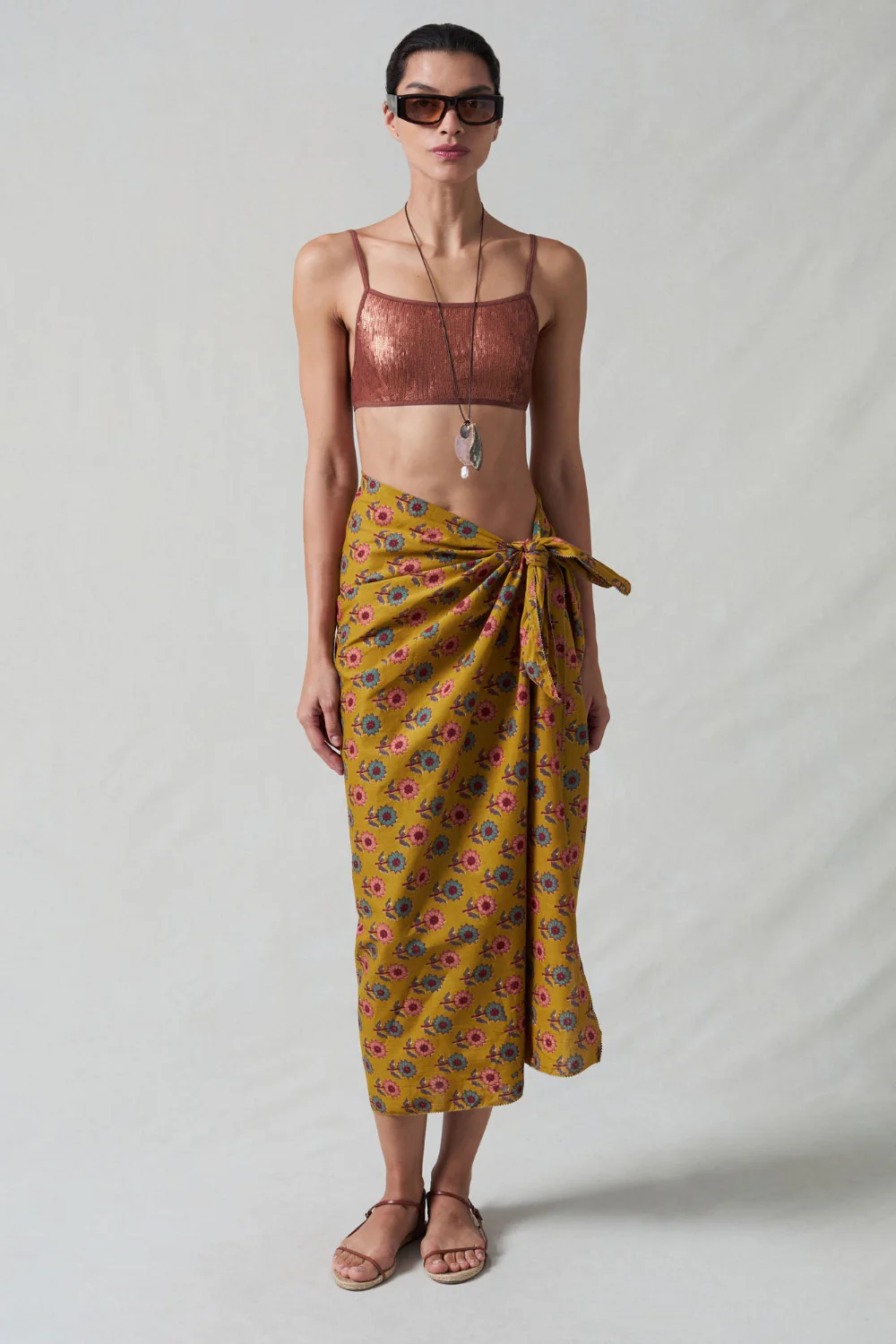 Sunflower Printed Sarong Mustard