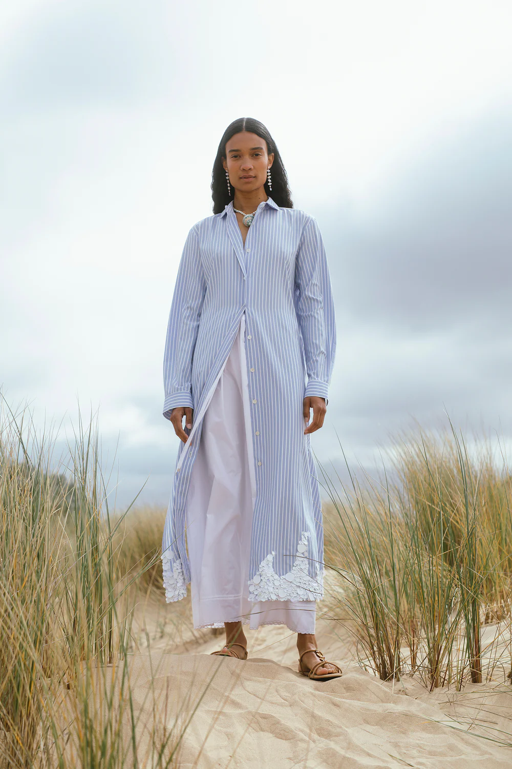 Wave Shirt Dress Blue Stripe - Image 5