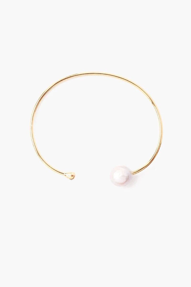 White Pearl and Gold Diamond Cuff - Image 2