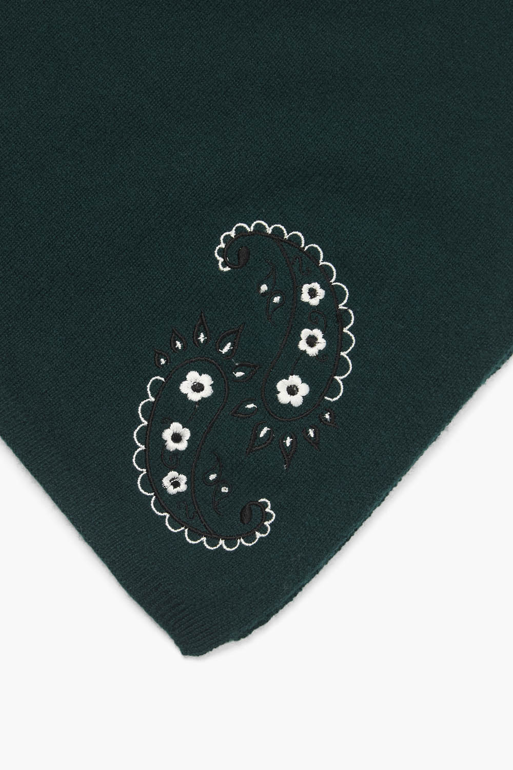 Wool Cashmere Embroidered Bandana Green - Image 3